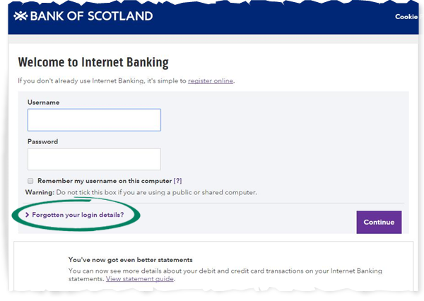 Image showing how to recover your forgotten Internet Banking password