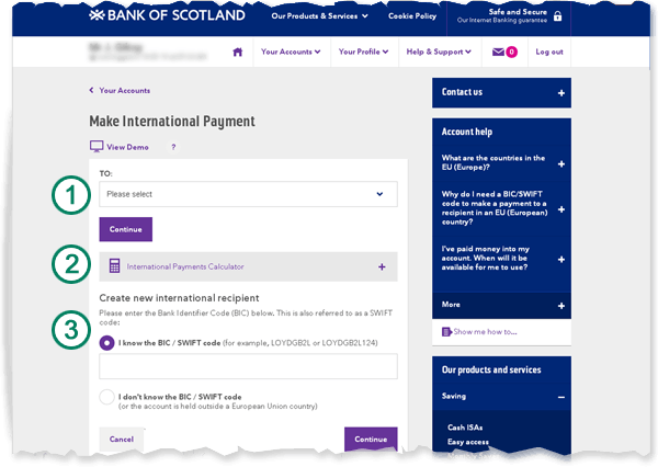 Image showing how to make an International Payment Online