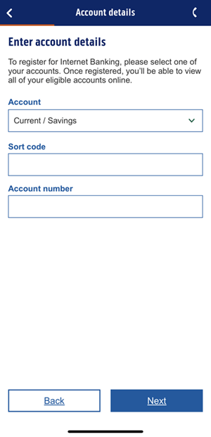 Account details screenshot from the Bank of Scotland app.