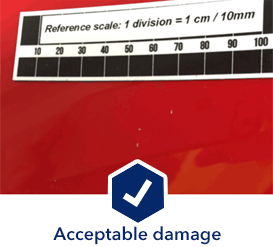 Photograph of acceptable bodywork chips