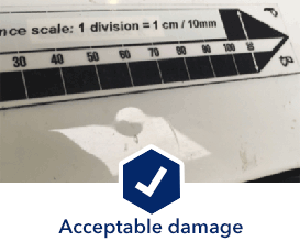 Photograph of acceptable bodywork dents