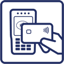 Hand holding card to payment reader