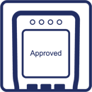 Card reader with a message saying "Approved" on its screen