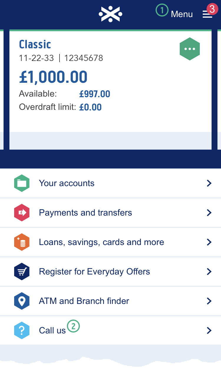 Screenshot of mobile app view step 1.