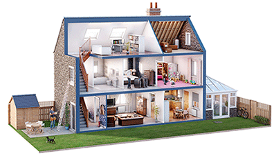 graphic of a house interior.