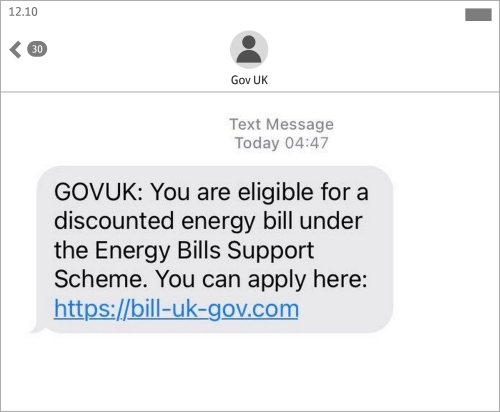 This is a image of a Gov UK scam text message