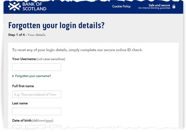 Image showing how to recover your forgotten Internet Banking password