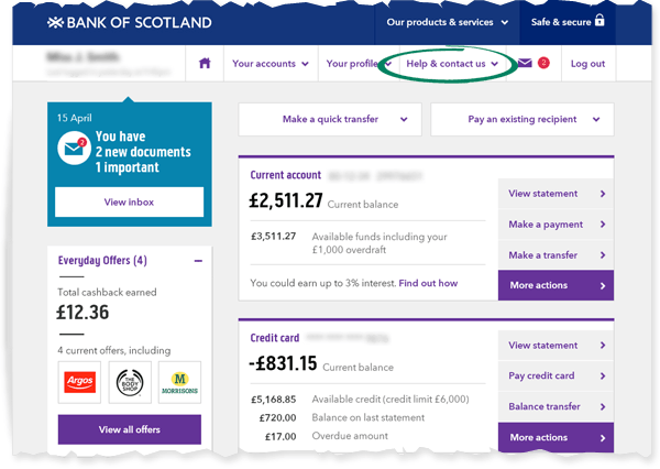 Image showing how to get more help with Internet Banking