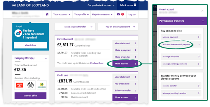 Image showing how to make an International Payment Online