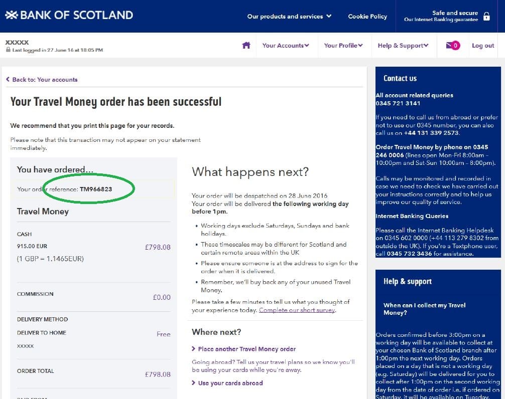 Bank of Scotland Travel Money Banking quick guide