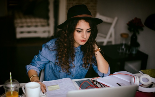 Woman studying at desk