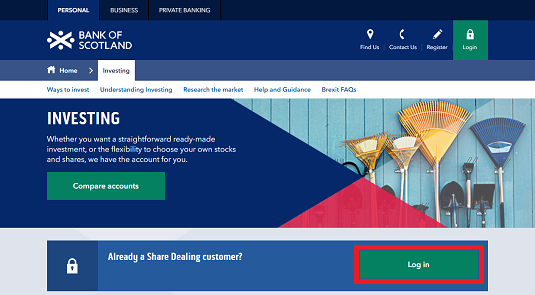Log in to Share Dealing from the Investing page