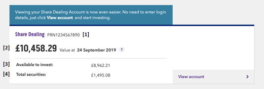 Share Dealing Account summary