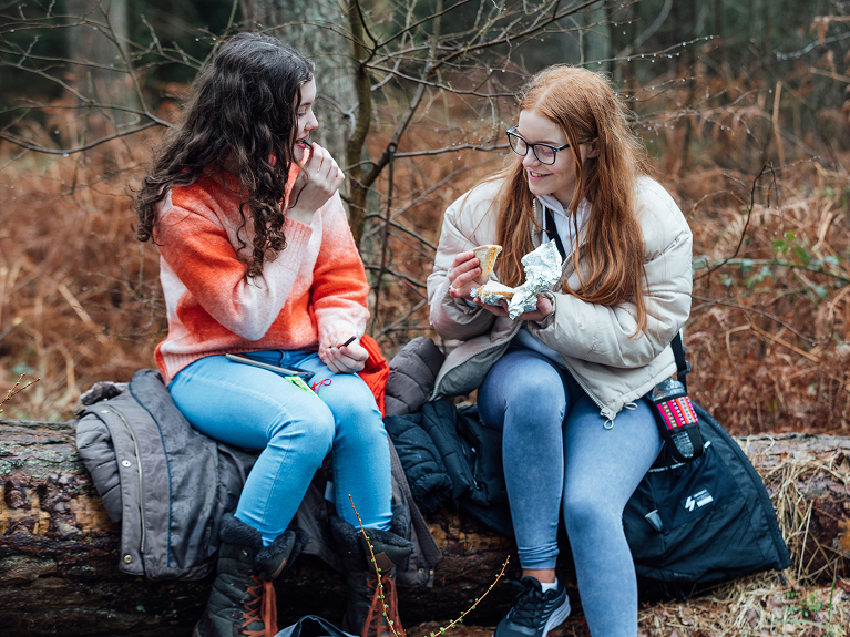 Two girls in woods