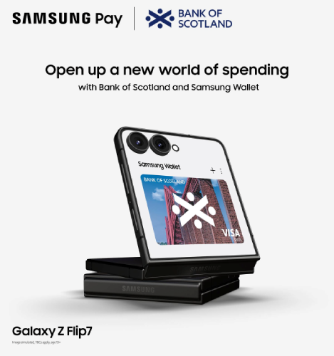 Samsung phone displaying Bank of Scotland card