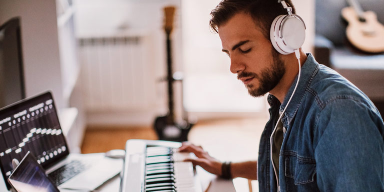 Man playing keyboard.