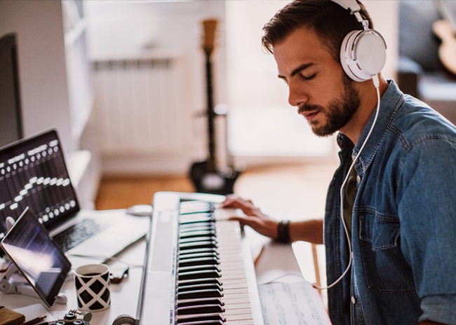 Man playing keyboard.