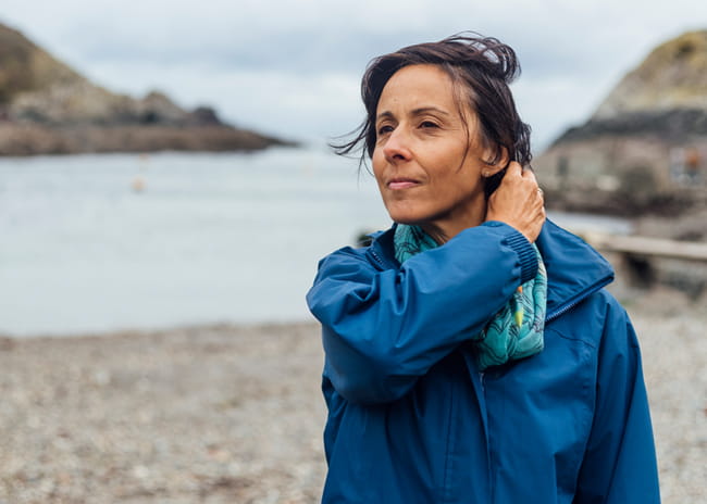 Woman on beach.