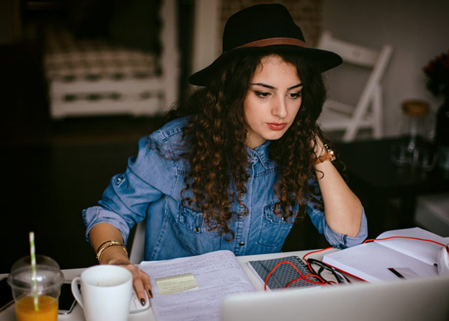 Woman working at a desk