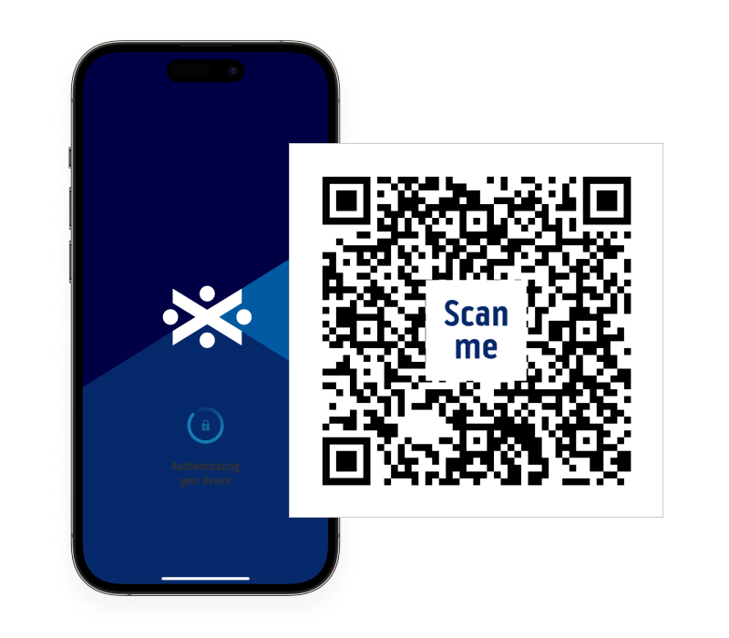 A picture of a QR code to download the mobile app.